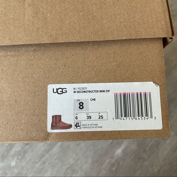 BNIB UGG Deconstructed Mini Zip Boot - Chestnut US 8/EU 39 - Picture 13 of 16